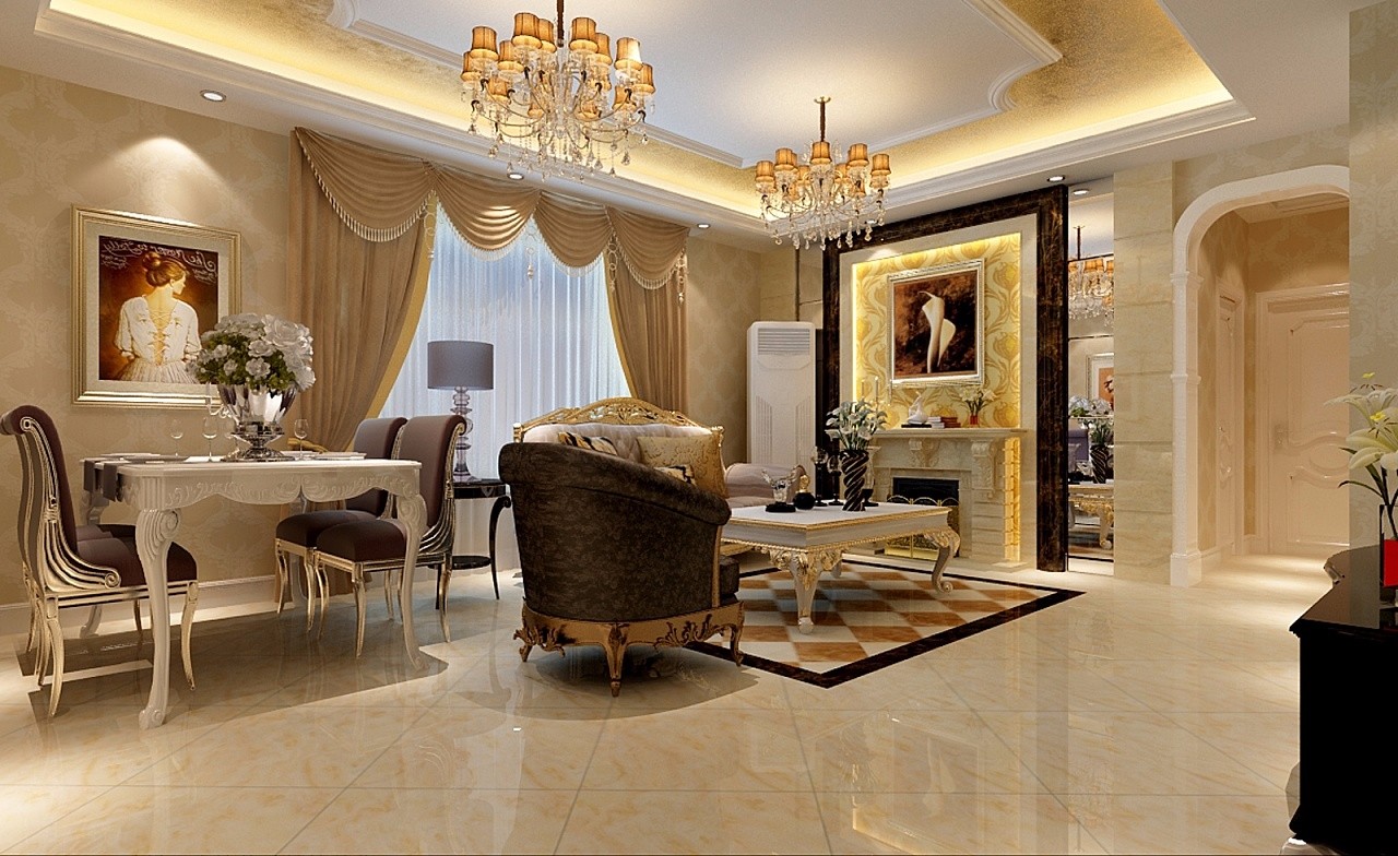 別墅歐式客廳裝飾效果圖