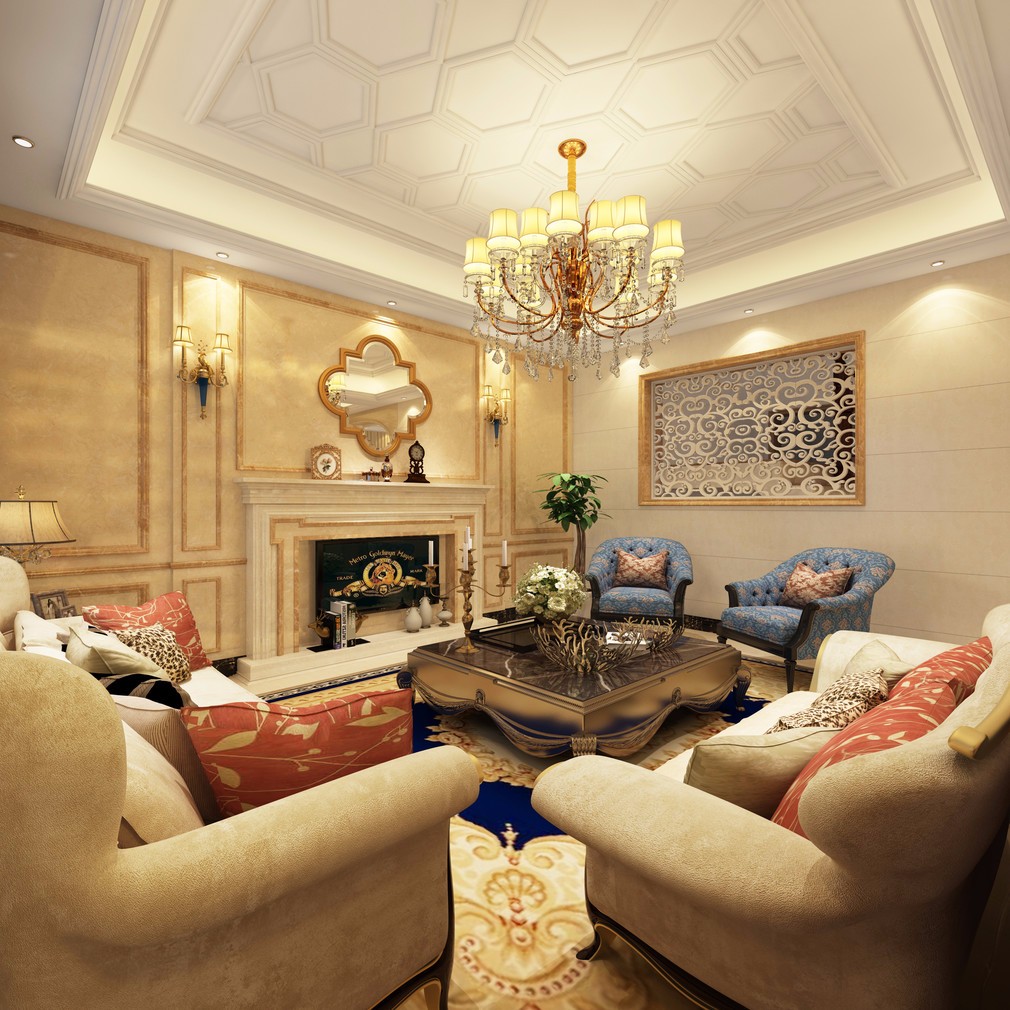 歐式別墅客廳裝潢實(shí)景圖