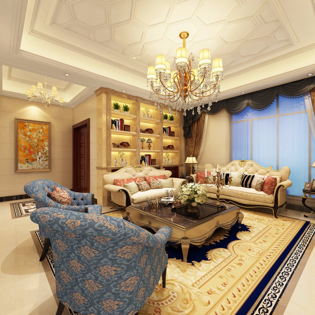 別墅客廳角度裝潢實(shí)景圖