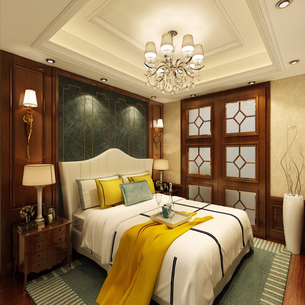 歐式別墅臥室裝潢實(shí)景圖