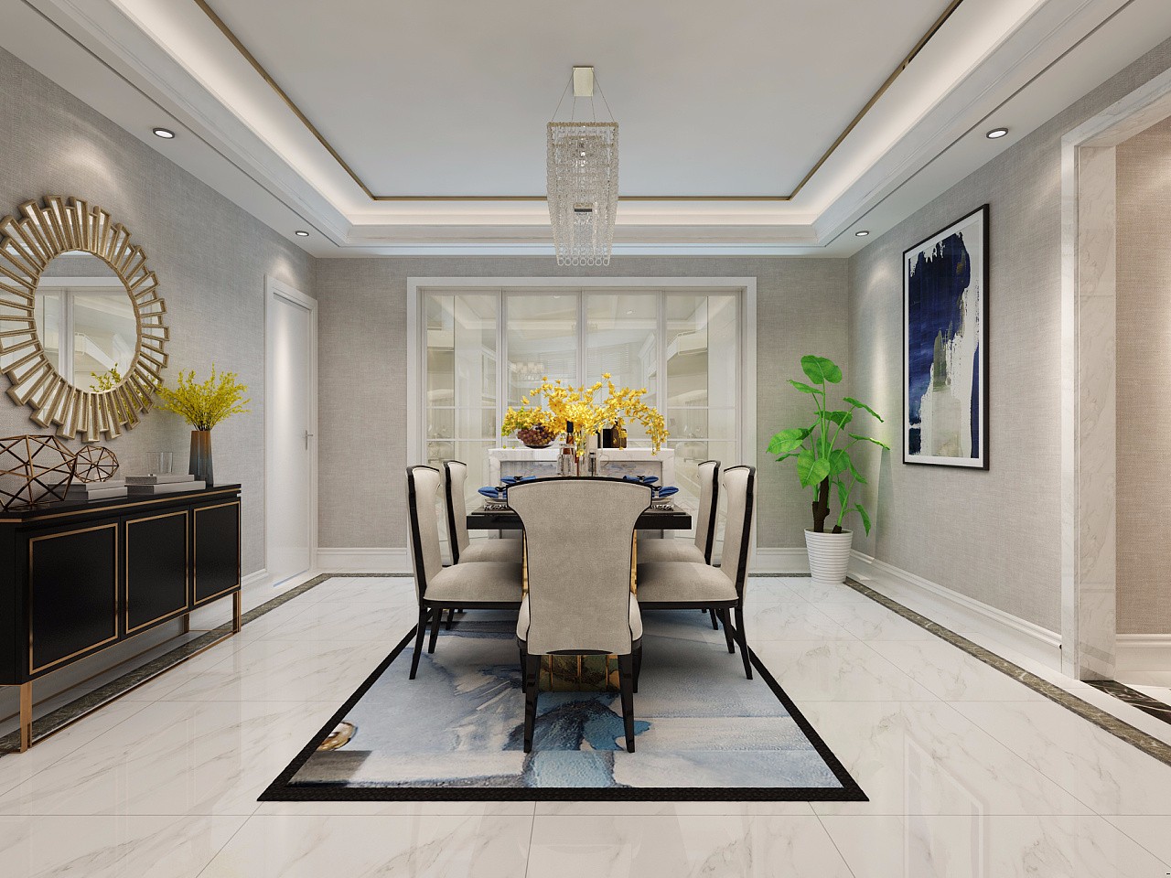 現(xiàn)代別墅餐廳裝潢效果圖