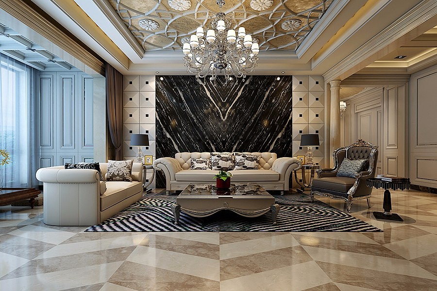 歐式別墅客廳裝飾效果圖