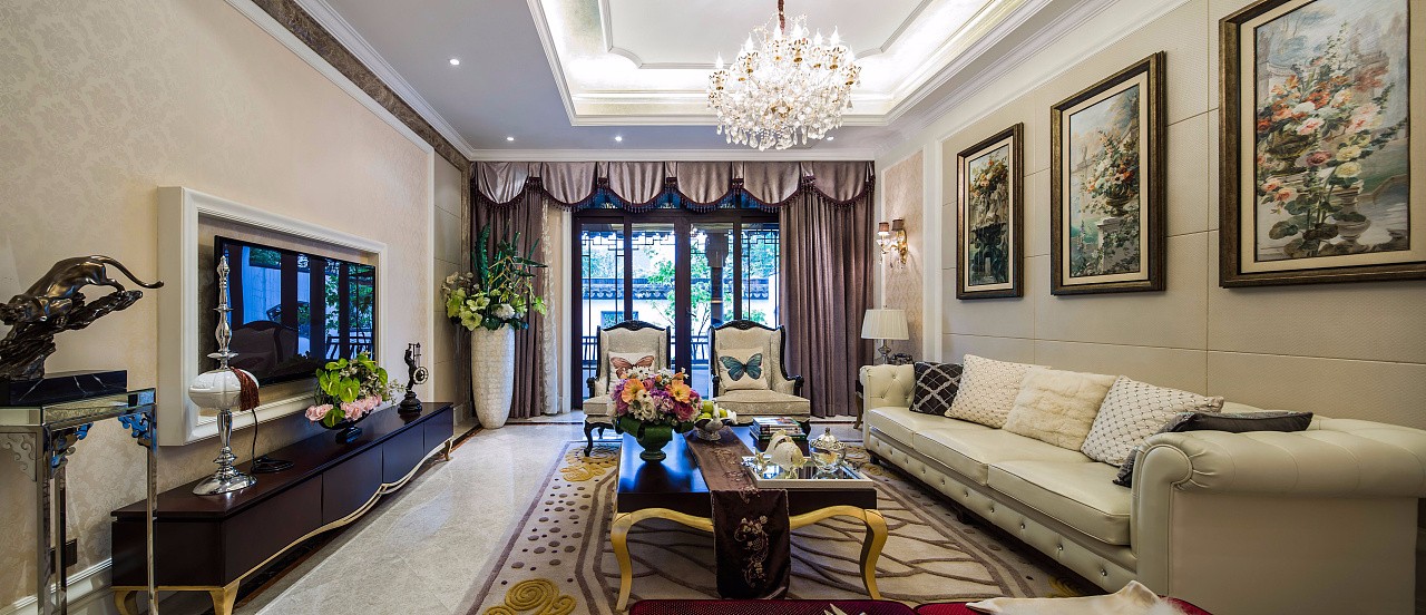 別墅歐式客廳裝飾效果圖