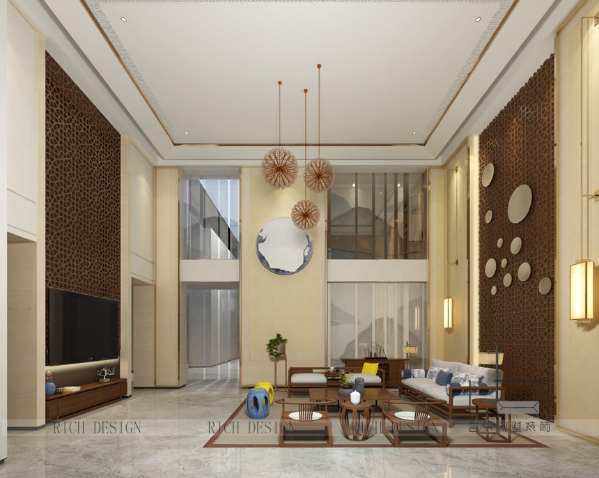 蘭江山第別墅中式客廳裝飾效果圖