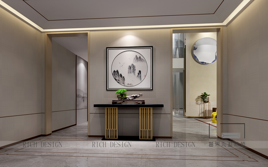 蘭江山第別墅中式玄關裝飾效果圖