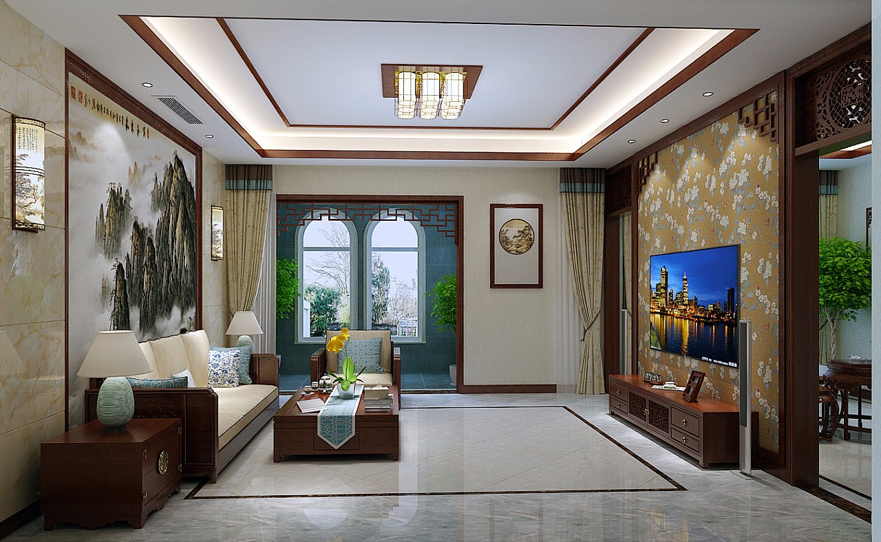 中式客廳裝潢效果圖