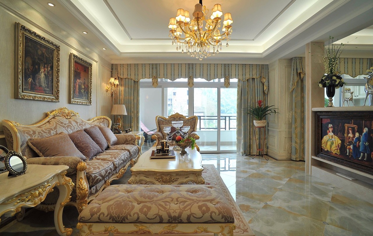 歐式別墅裝潢客廳實景圖