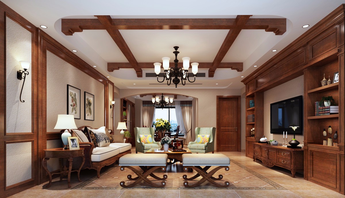別墅古典客廳裝飾效果圖