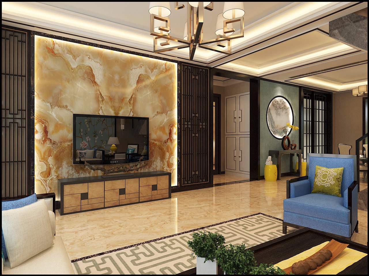 中式客廳裝飾效果圖