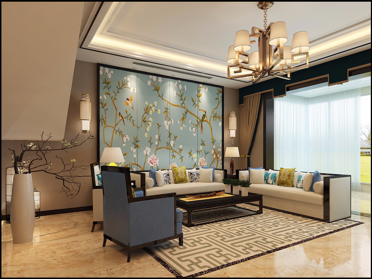 中式會客廳裝飾效果圖