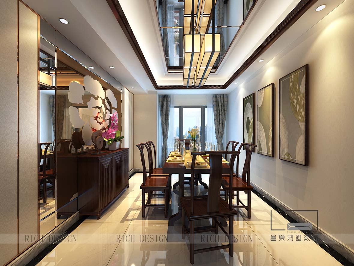 深圳別墅中式餐廳裝潢效果圖