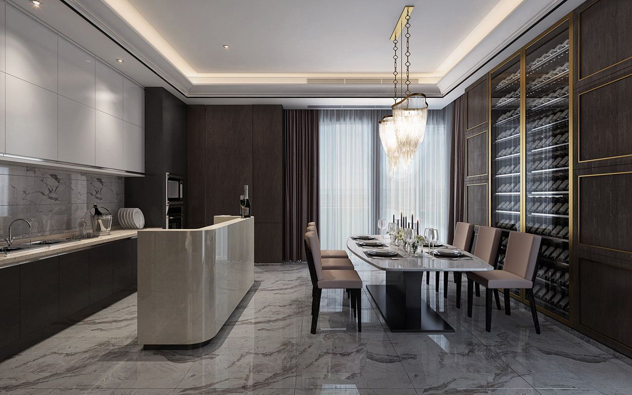 現(xiàn)代別墅裝潢—餐廳實(shí)景圖
