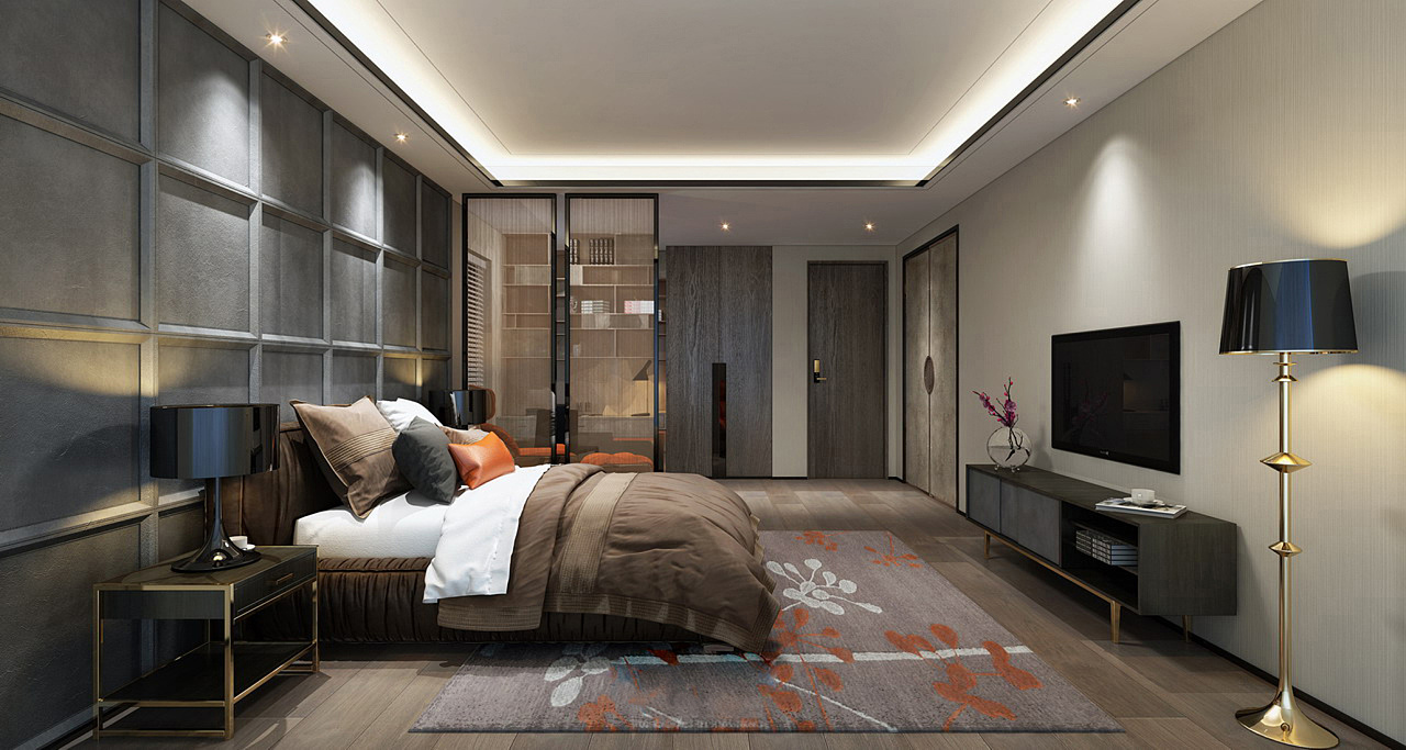 現(xiàn)代別墅裝潢—臥室實(shí)景圖