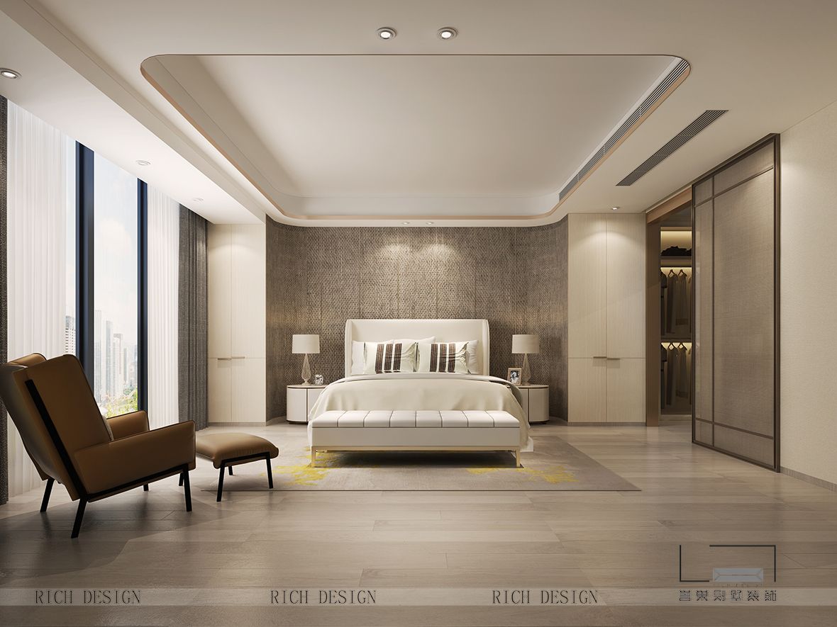 現(xiàn)代別墅主臥裝飾效果圖