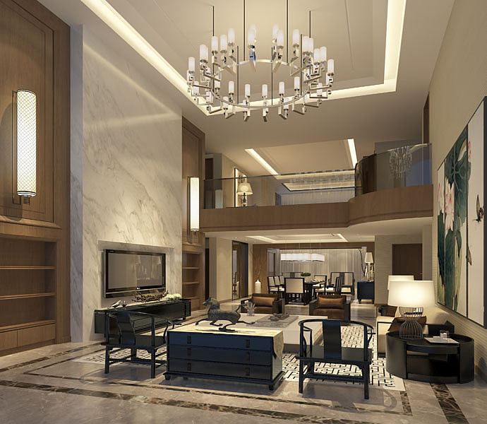 別墅現(xiàn)代客廳裝潢效果圖