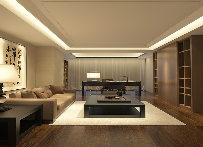 別墅現(xiàn)代書房裝潢效果圖