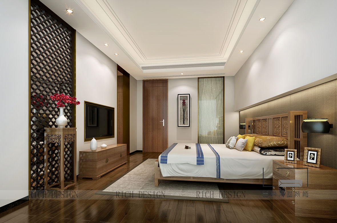 中式別墅臥室裝飾效果圖