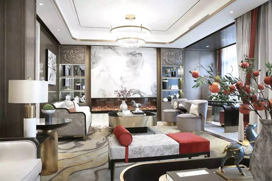 別墅中式客廳裝潢效果圖