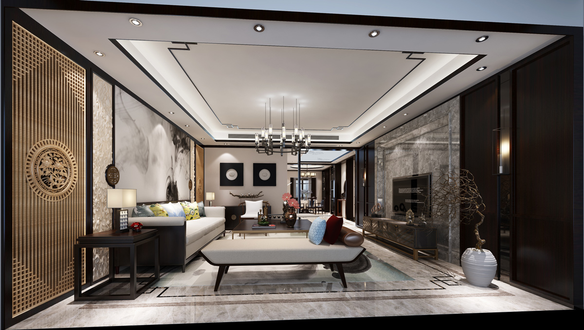 現(xiàn)代中式客廳裝飾效果圖