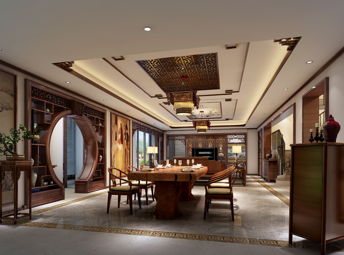 中式別墅餐廳裝飾效果圖