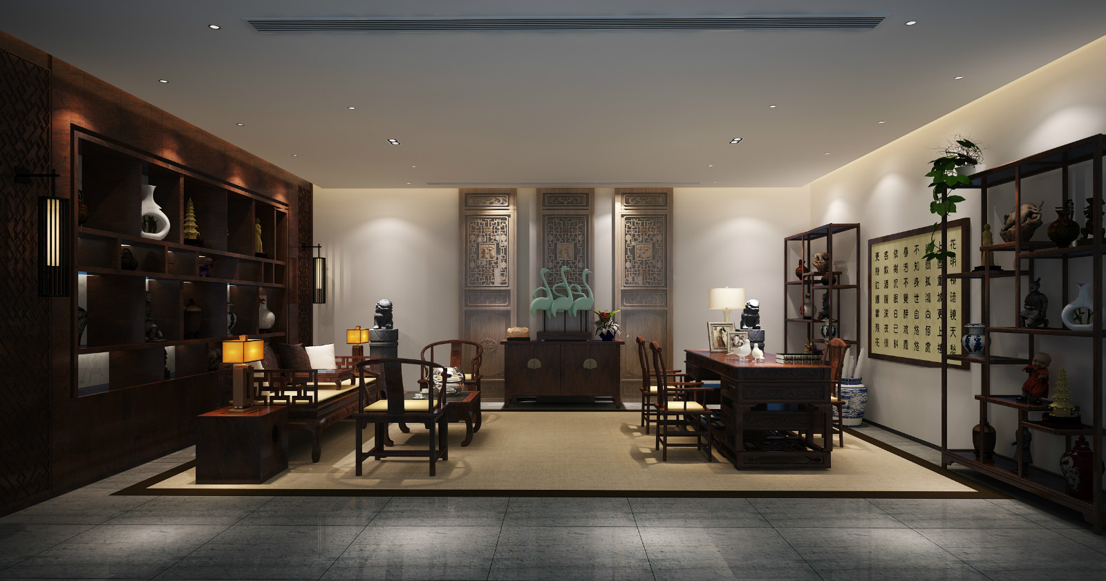 中式書房裝飾效果圖