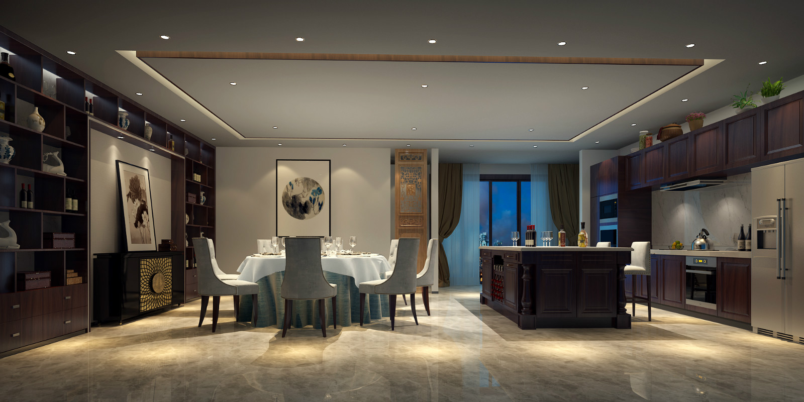 中式餐廳裝飾效果圖