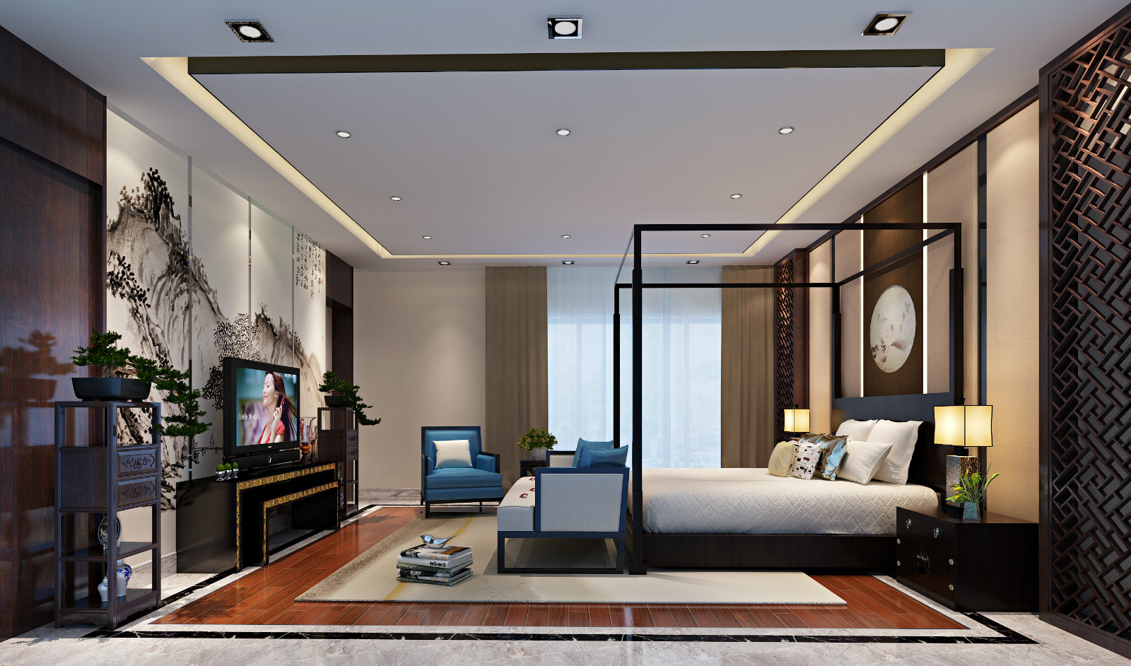中式臥室裝飾效果圖