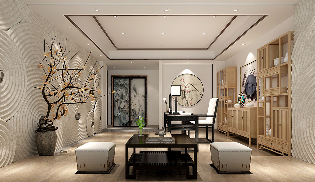 中式別墅書房裝飾效果圖