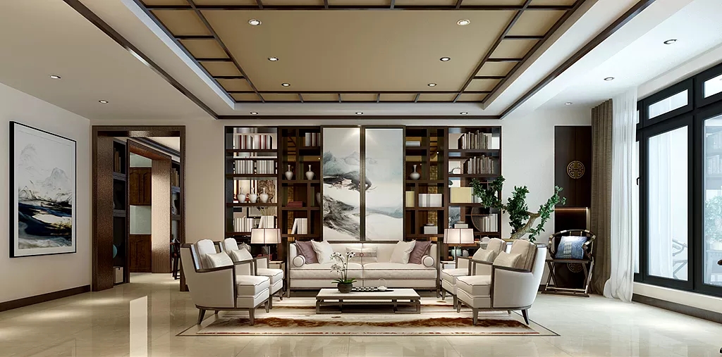 中式別墅會(huì)客廳裝飾效果圖