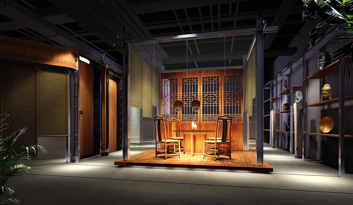 頓成中式辦公室裝修效果圖