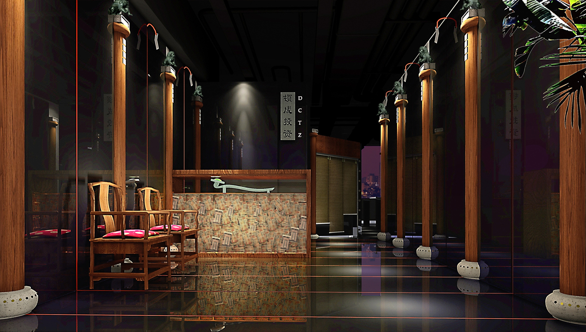 頓成中式大堂裝修效果圖