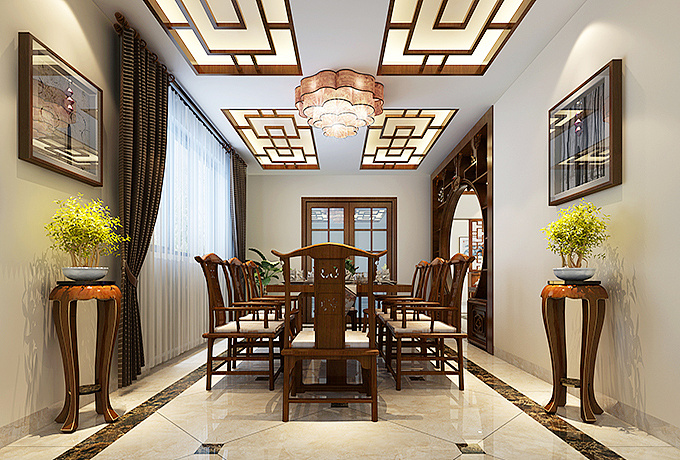 中式餐廳裝飾效果圖