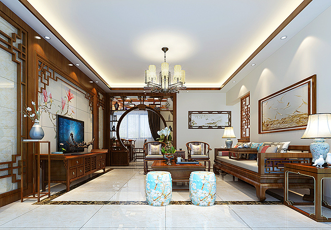 中式客廳裝飾效果圖