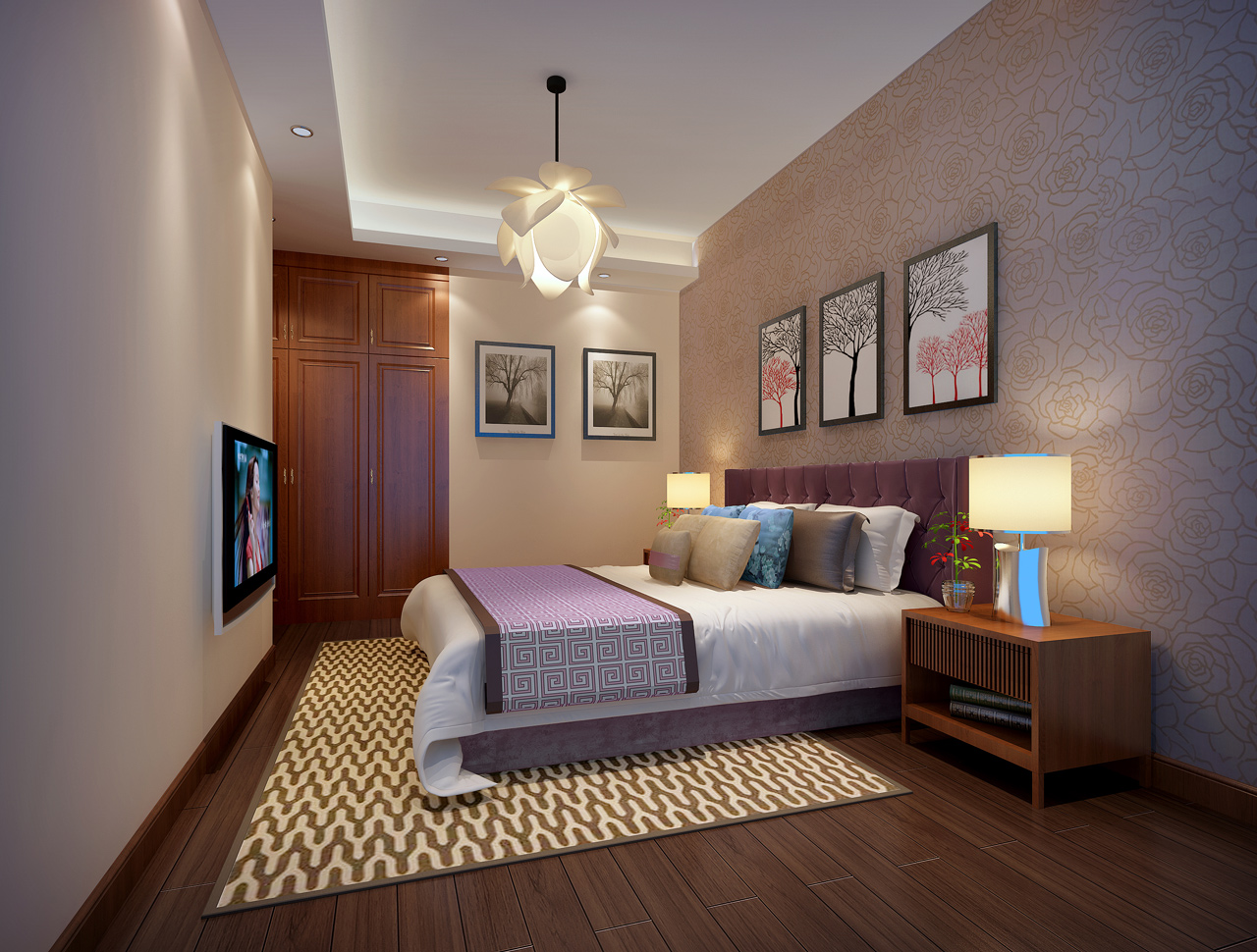 現(xiàn)代次臥裝飾效果圖