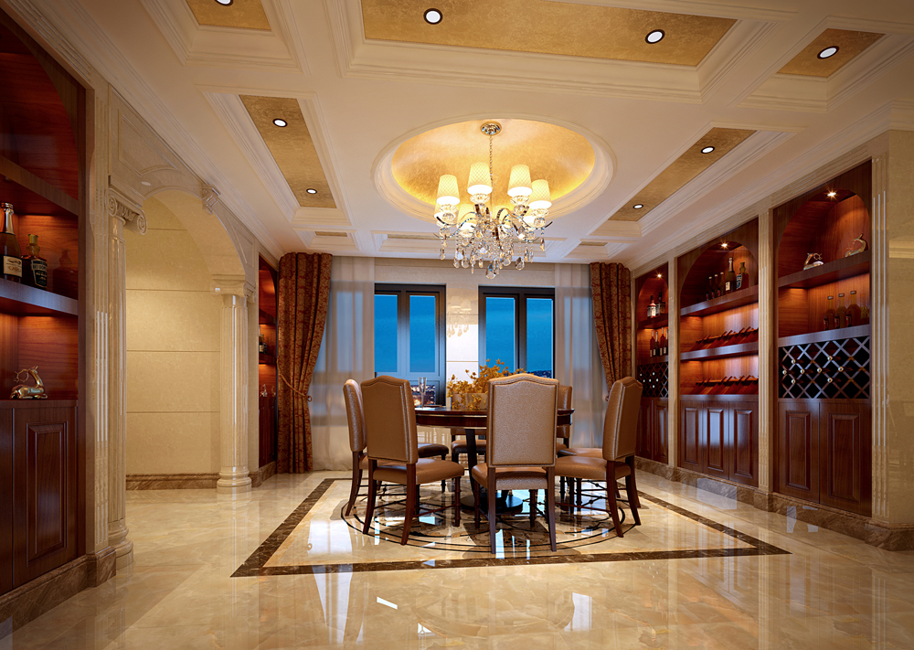 合正中央歐式別墅餐廳裝飾效果圖