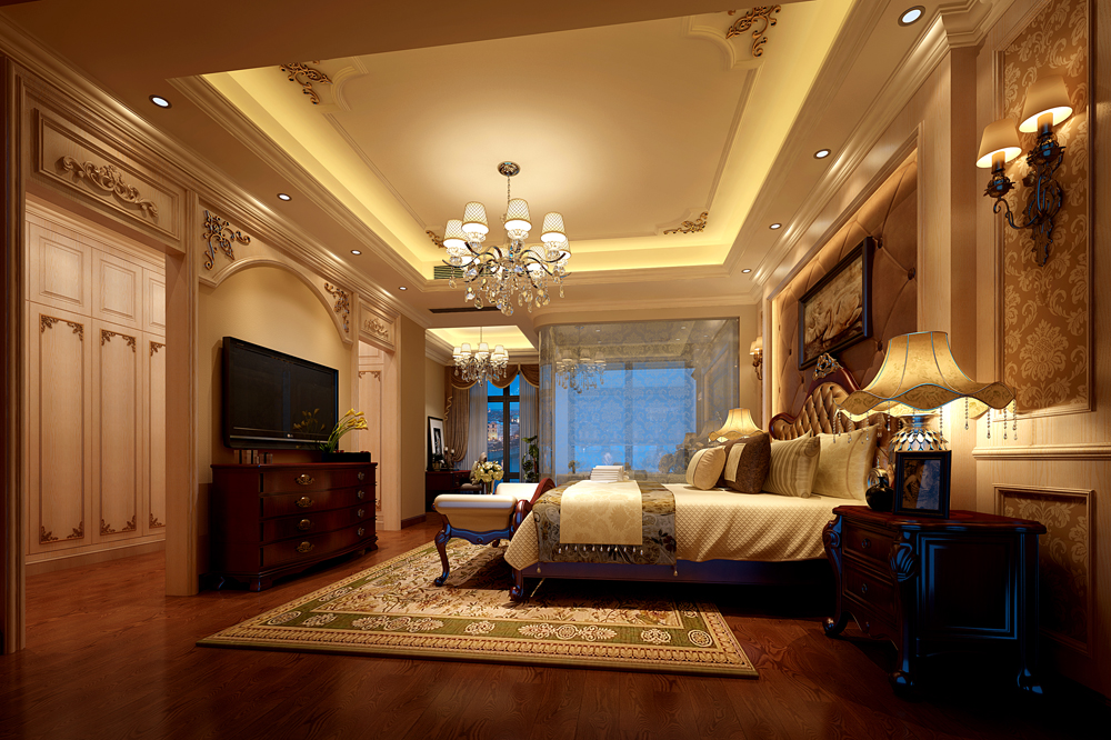 合正中央歐式別墅臥室裝飾效果圖