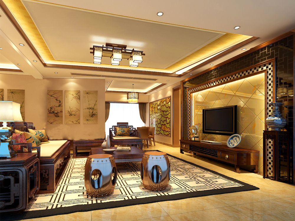 華盛·西薈城中式客廳裝飾效果圖