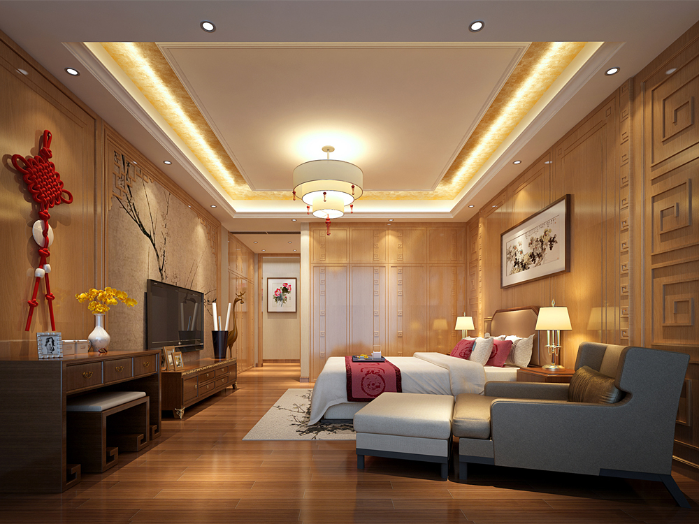 華盛·西薈城中式臥室裝飾效果圖