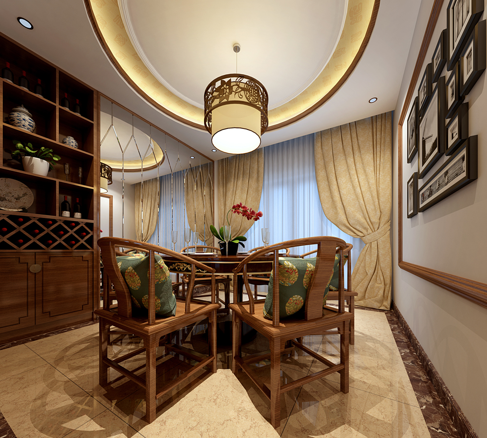 中式別墅餐廳裝飾效果圖