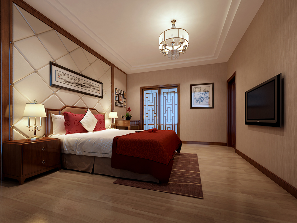 中式別墅臥室裝飾效果圖