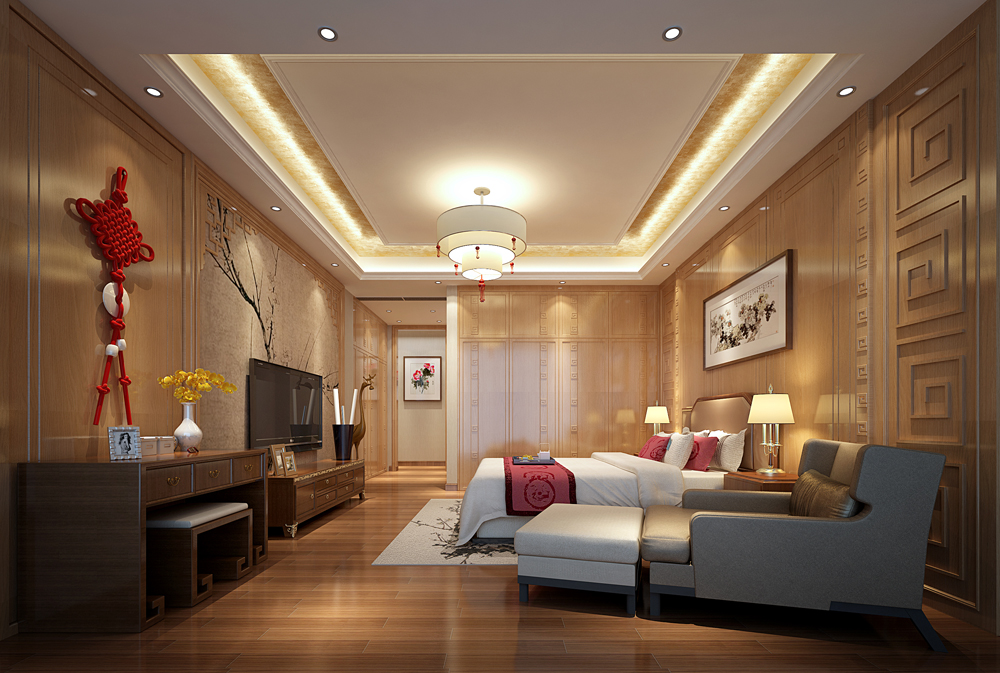 中式臥室設(shè)計效果圖