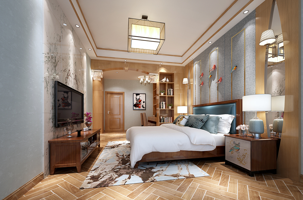 中式臥室設(shè)計效果圖