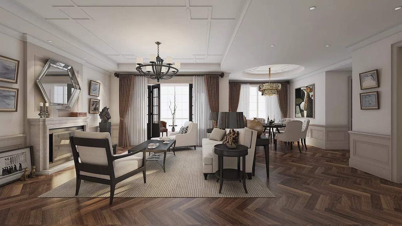 現(xiàn)代美式客廳裝修效果圖