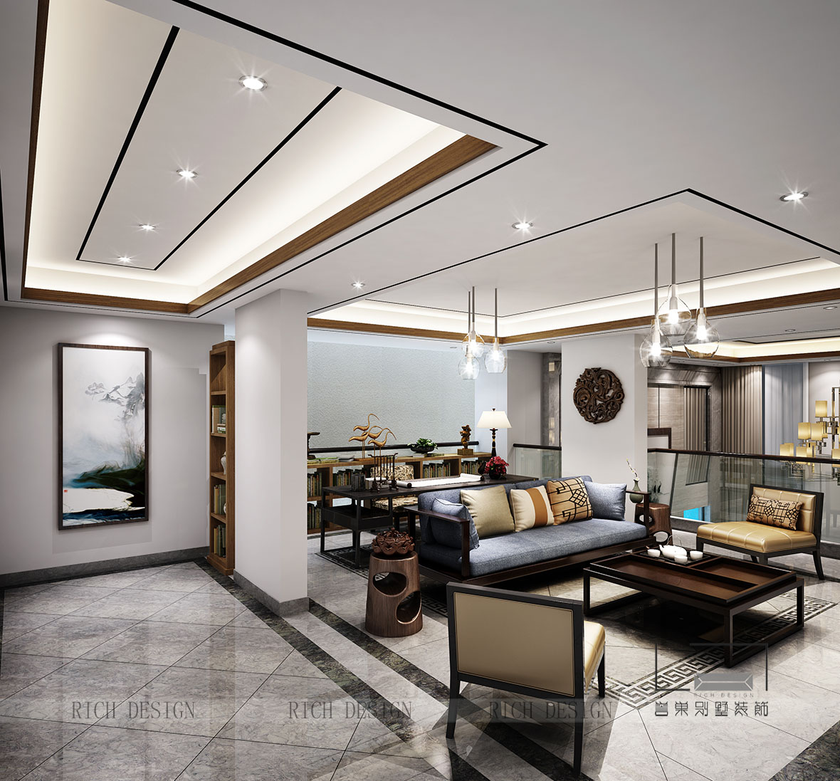 中式別墅茶室裝飾設(shè)計(jì)效果圖