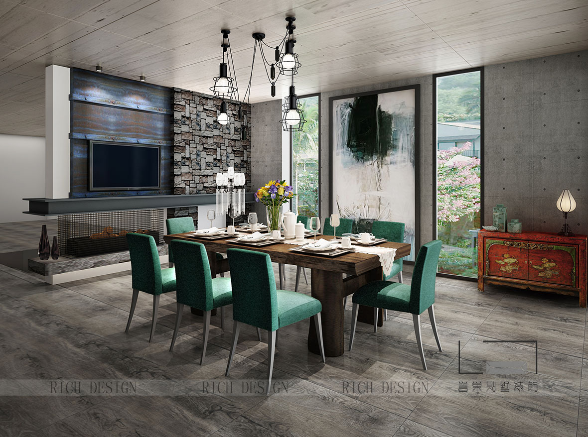 工業(yè)風(fēng)別墅餐廳裝修效果圖