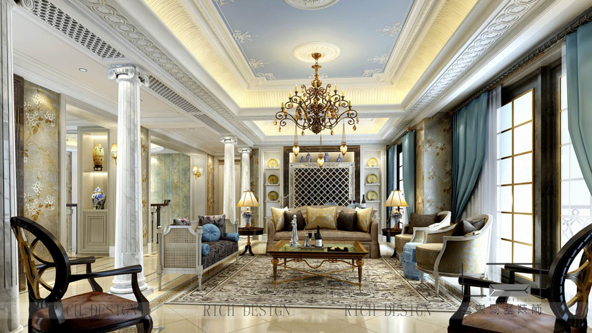 歐式別墅裝修設(shè)計(jì)客廳欣賞圖