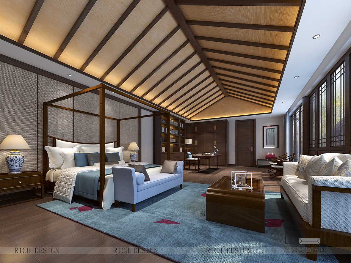 中式別墅主人房裝修設(shè)計(jì)效果圖