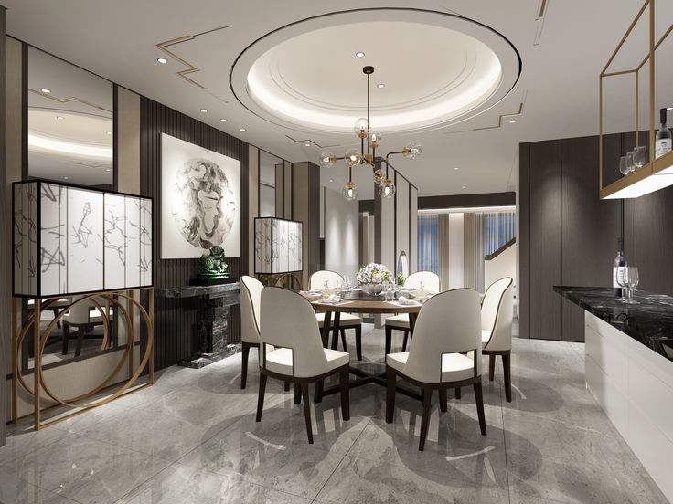 別墅裝修設(shè)計餐廳效果圖