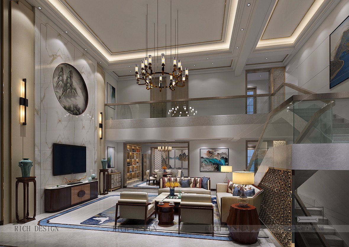 中式別墅裝修客廳效果圖