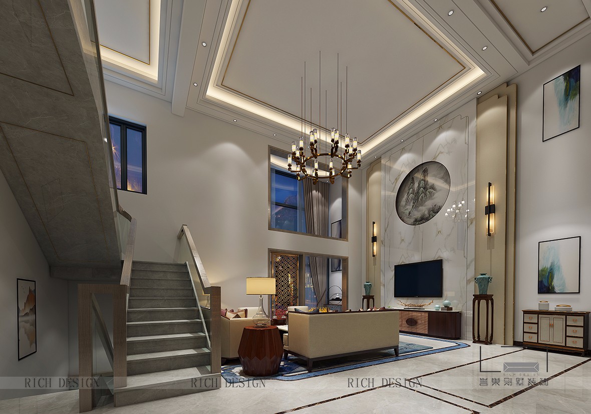 中式別墅裝修客廳效果圖